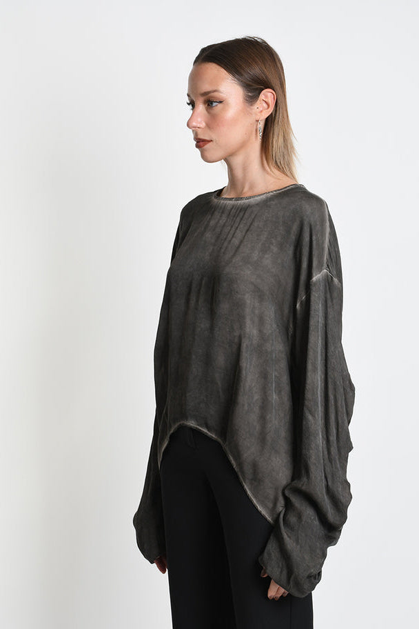 La-Haine Inside Us Civita top, oversized viscose gray