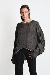 La-Haine Inside Us Civita top, oversized viscose gray