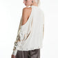 La Haine Inside Us. Cold shoulder sweater gold paint. LiLi The First boutique