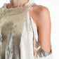 La Haine Inside Us. Cold shoulder sweater gold paint. LiLi The First boutique