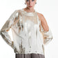 La Haine Inside Us. Cold shoulder sweater gold paint. LiLi The First boutique