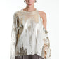 La Haine Inside Us. Cold shoulder sweater gold paint. LiLi The First boutique