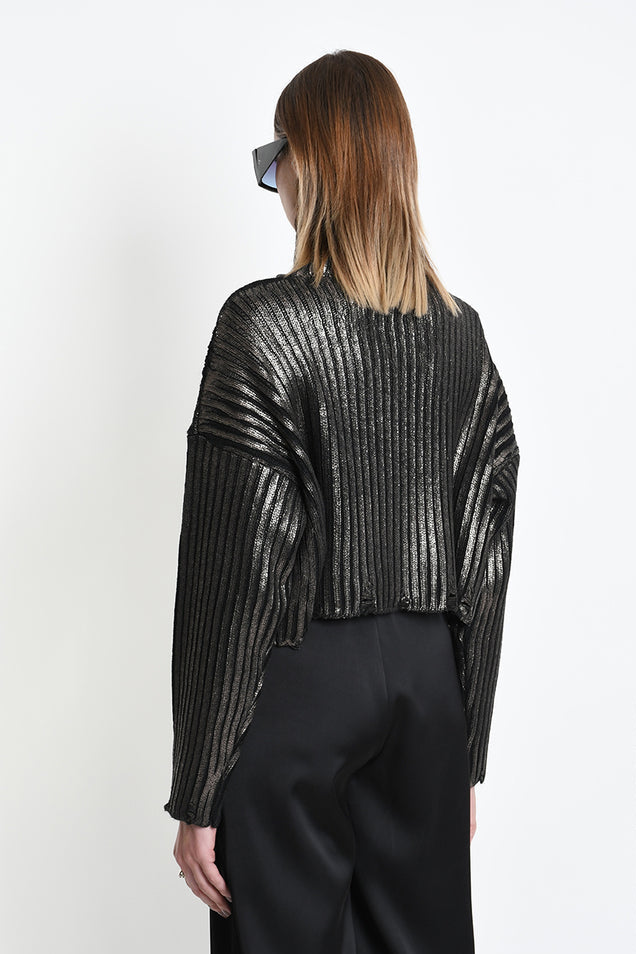 La Haine Inside Us - Gold knit rib sweater