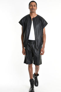 La Haine Inside Us - Jacket Vest Top - Faux leather - Eco Leather - Cargo - Black - Men Unisex Collection