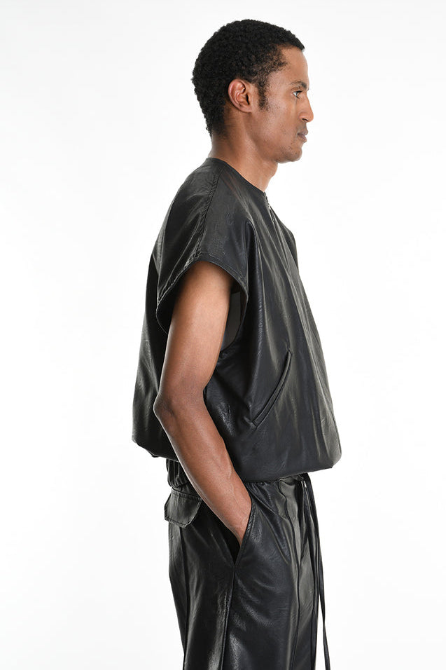 La Haine Inside Us - Jacket Vest Top - Faux leather - Eco Leather - Cargo - Black - Men Unisex Collection