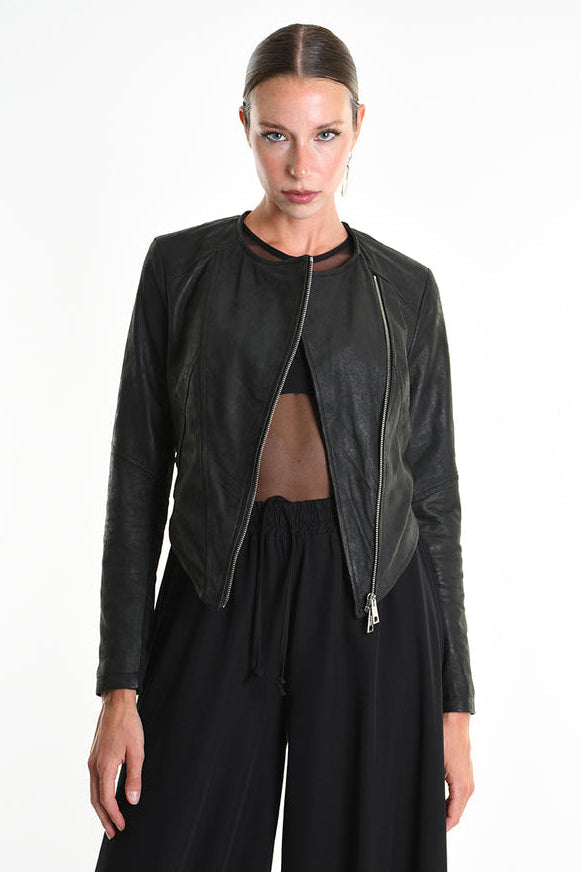 La Haine Inside Us - Leather Jacket - Fitted - Italian - Nubuck  - Black