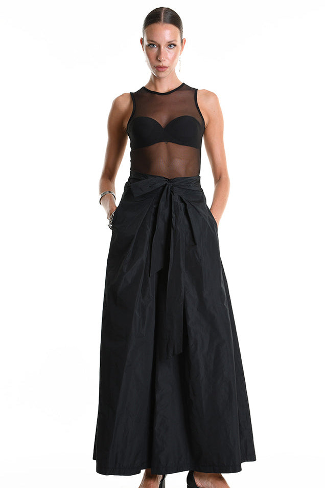 La Haine Inside Us - Pants - Wide leg - Taffeta - Black