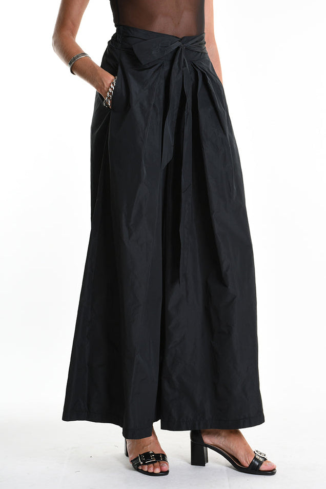 La Haine Inside Us - Pants - Wide leg - Taffeta - Black
