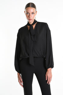 La Haine Inside Us - Pussy Blouse - Wrap = Neck tie - Black
