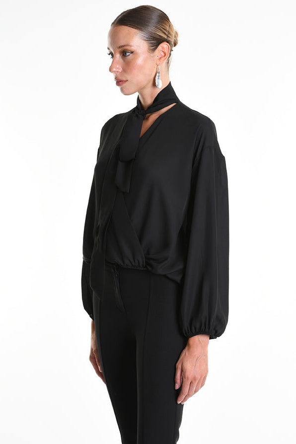 La Haine Inside Us - Pussy Blouse - Wrap = Neck tie - Black