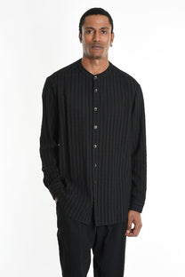 La Haine Inside Us - Shirt - Button down - Black stripes - Banded collar
