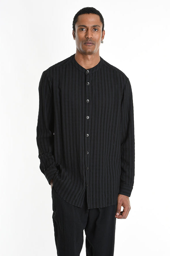 La Haine Inside Us - Shirt - Button down - Black stripes - Banded collar