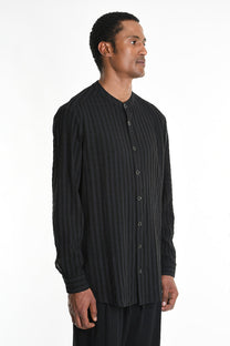 La Haine Inside Us - Shirt - Button down - Black stripes - Banded collar