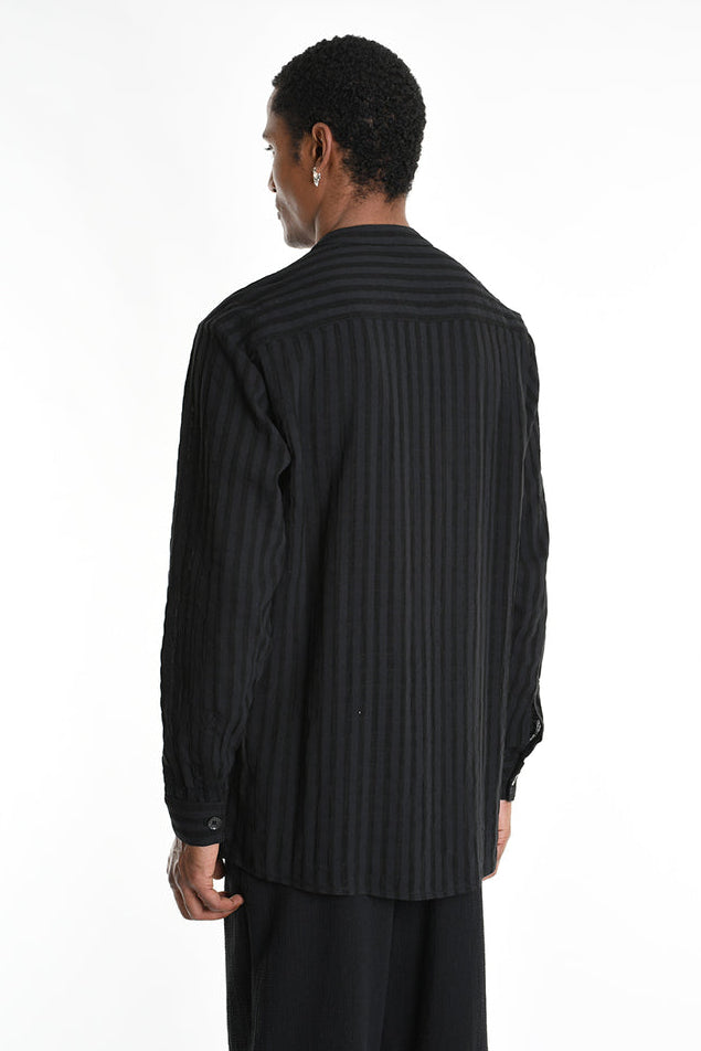 La Haine Inside Us - Shirt - Button down - Black stripes - Banded collar
