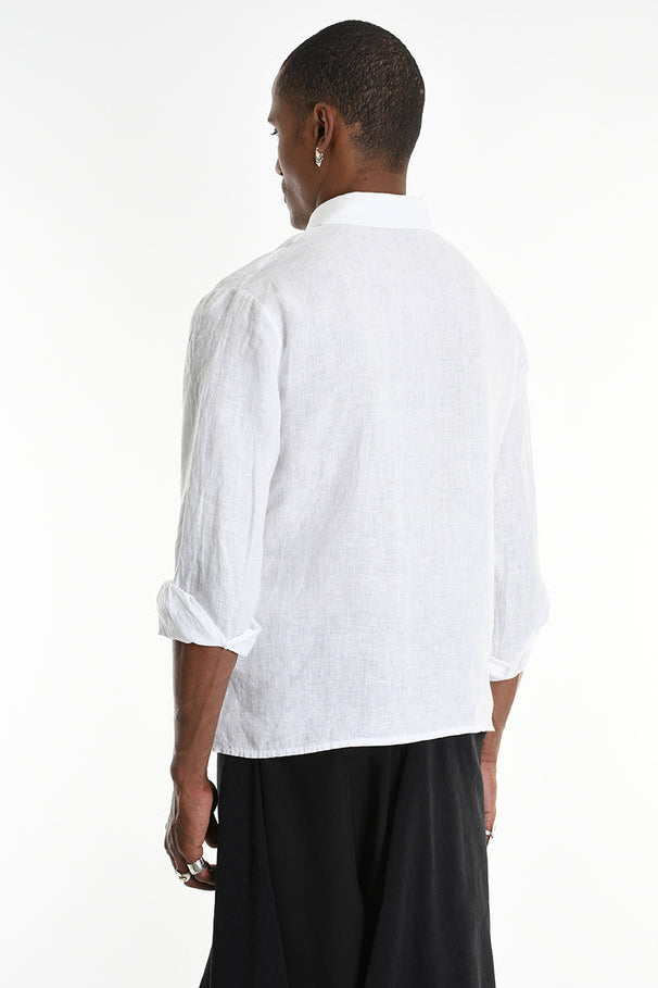 La Haine Inside Us - Shirt - Linen - Button down - White