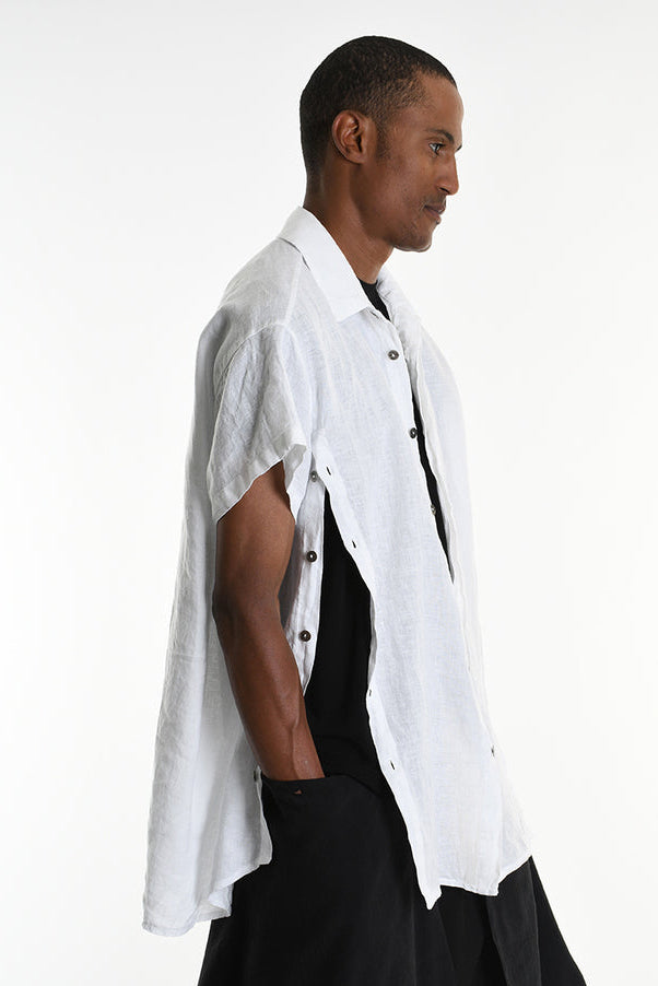 La Haine Inside Us - Shirt - button down - Linen - White - Avant Garde - Unisex - LiLi The First