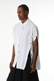 La Haine Inside Us - Shirt - button down - Linen - White - Avant Garde - Unisex - LiLi The First