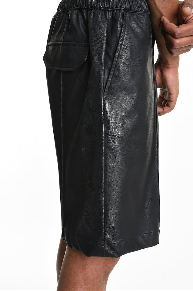 La Haine Inside Us - Shorts -  Faux leather - Eco Leather - Cargo - Black - Men Collection