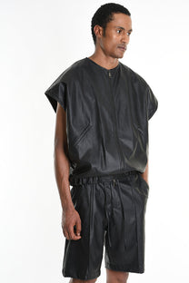 La Haine Inside Us - Shorts -  Faux leather - Eco Leather - Cargo - Black - Men Collection