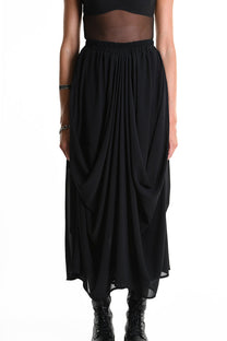 La Haine Inside Us - Skirt - Midi - chiffon - Elastic - Black