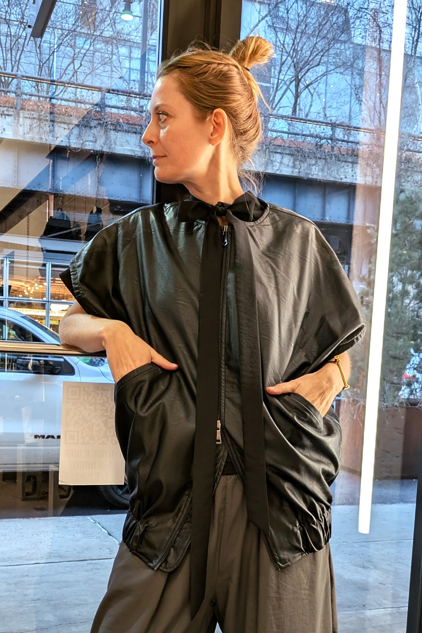 La Haine Inside Us - Jacket Vest Top - Faux leather - Eco Leather - Cargo - Black - Men Unisex Collection