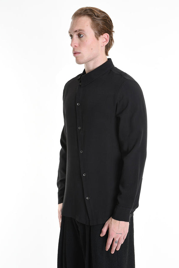 Black long-sleeve dress shirt with slanted closure - Lili the First Boutique