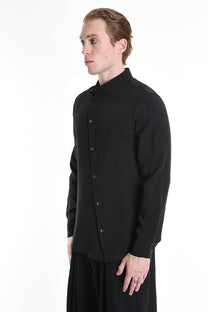 Black long-sleeve dress shirt with slanted closure - Lili the First Boutique