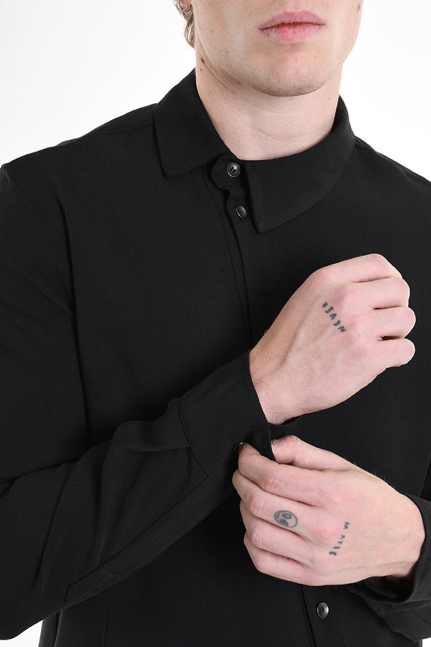 Black long-sleeve dress shirt with slanted closure - Lili the First Boutique