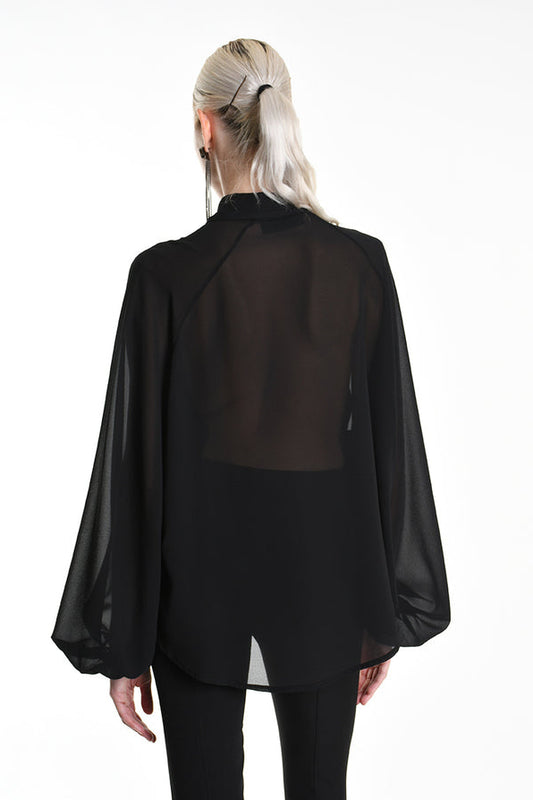 Sheer, classy, balloon sleeves shirt