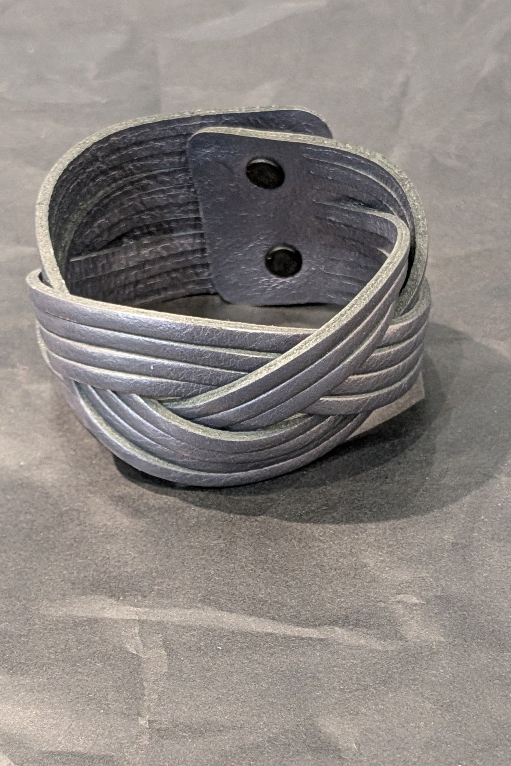 Leather Threads Bracelet Pewter