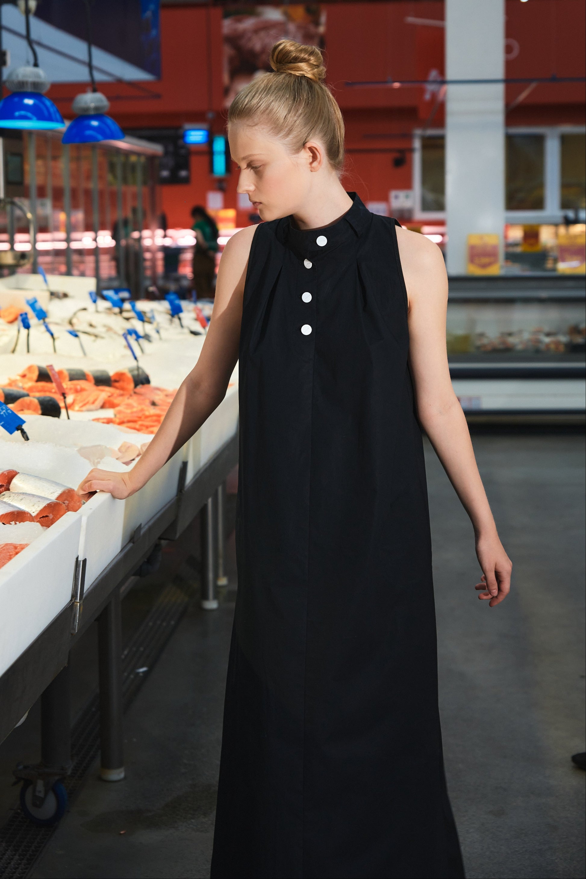 LiLi The First-NY77 black cotton maxi Dress