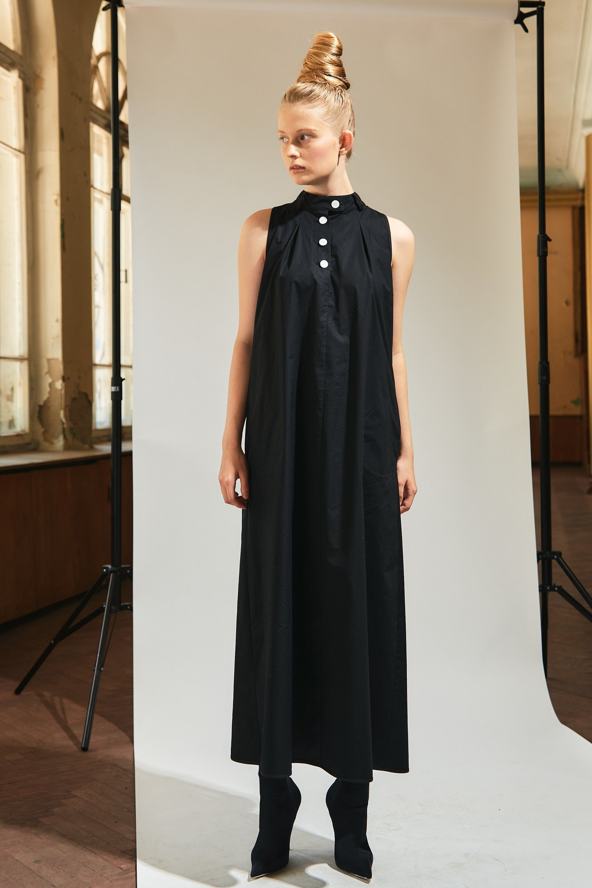 LiLi The First-NY77 black cotton long Dress