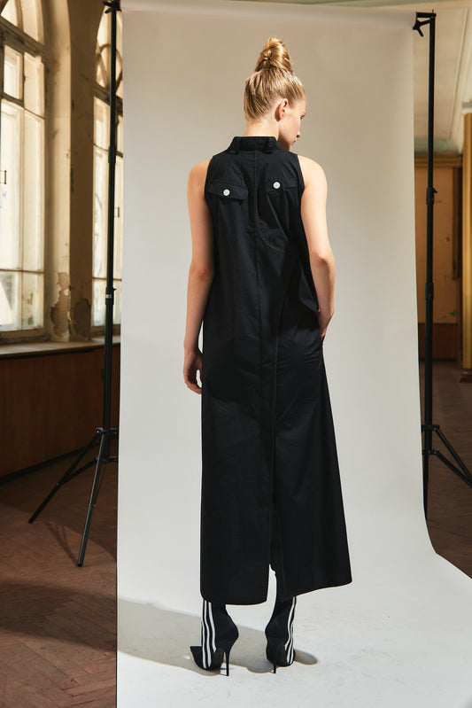 LiLi The First-NY77 black cotton long  Dress