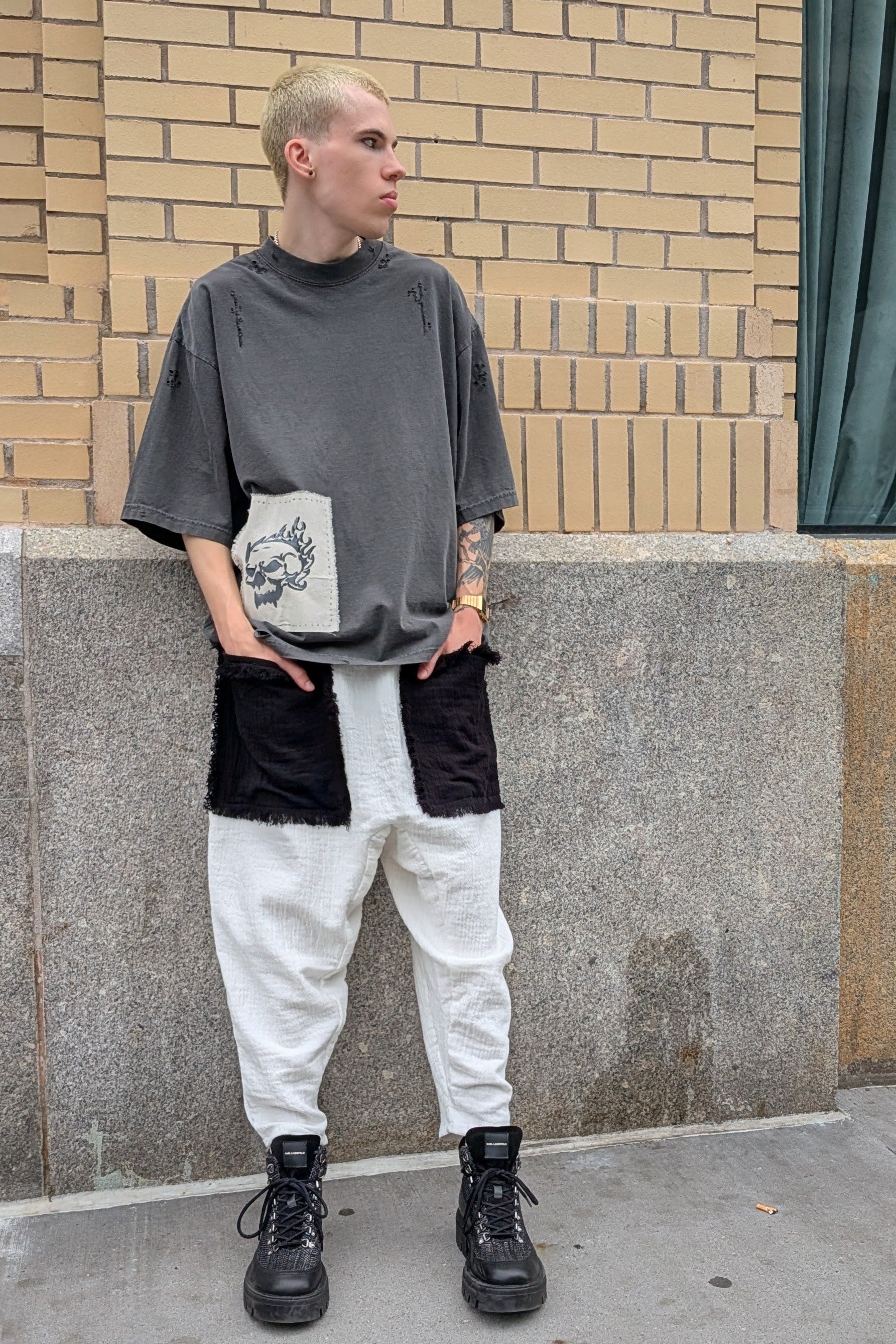 LiLi The First - Pants - Organic cotton - Oversized pockets - White
