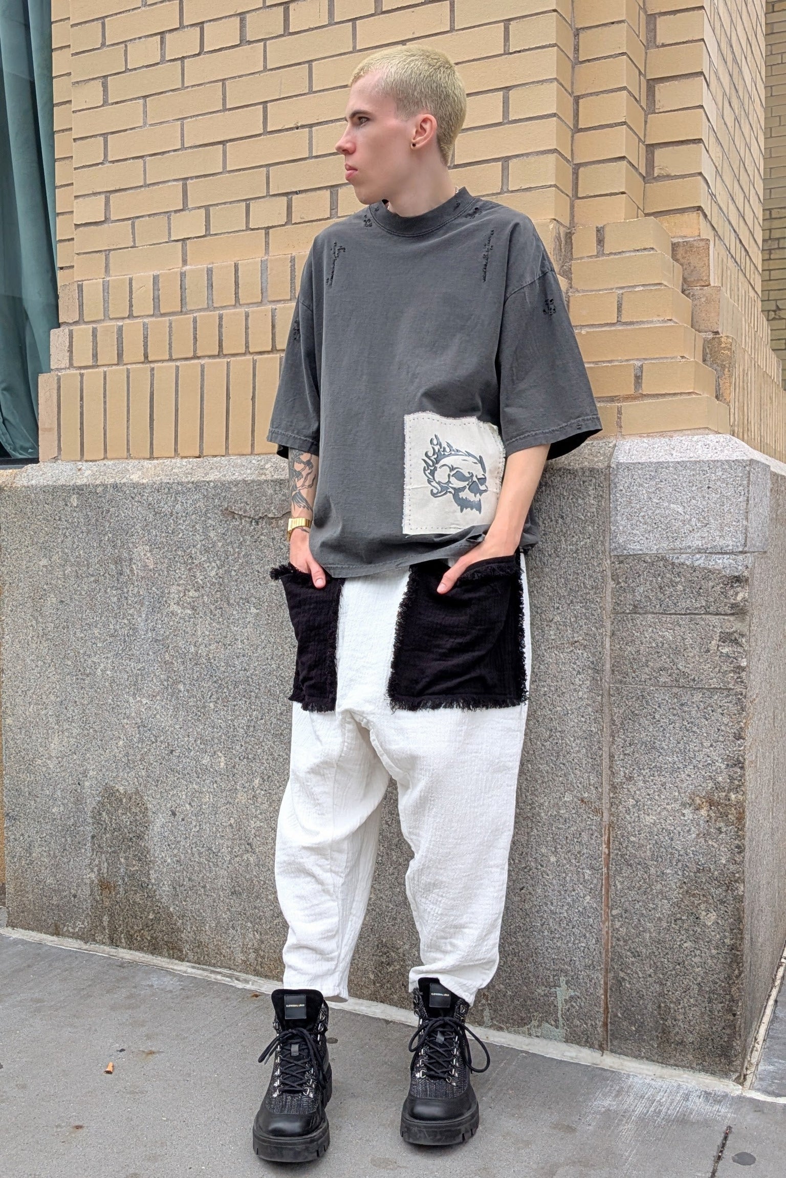 LiLi The First - Pants - Organic cotton - Oversized pockets - White