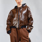 LiLi The First Boutique, NY77 short cropped faux patent leather coat