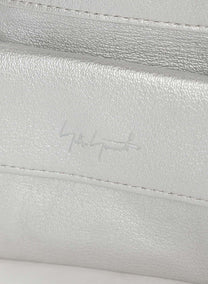 Discord Yohji Yamamoto - three folds, puffy quilted wallet, metallic silver leather