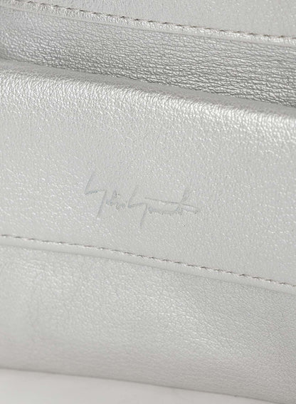 Discord Yohji Yamamoto - three folds, puffy quilted wallet, metallic silver leather
