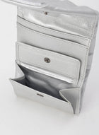 Discord Yohji Yamamoto - three folds, puffy quilted wallet, metallic silver leather