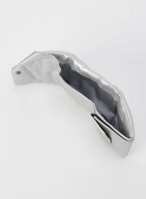 Discord Yohji Yamamoto - three folds, puffy quilted wallet, metallic silver leather