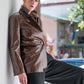 LiLi The First boutique, Faux patent leather brown jacket