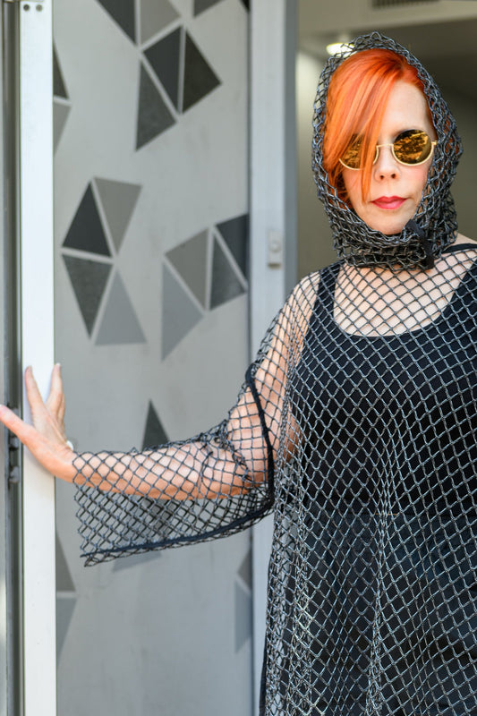 LiLi The First boutique, Link by Ogi metallic fishnet top