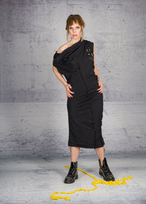 Sandrine Philippe fitted Cotton Dress deconstructed details - Avant-Garde French Design