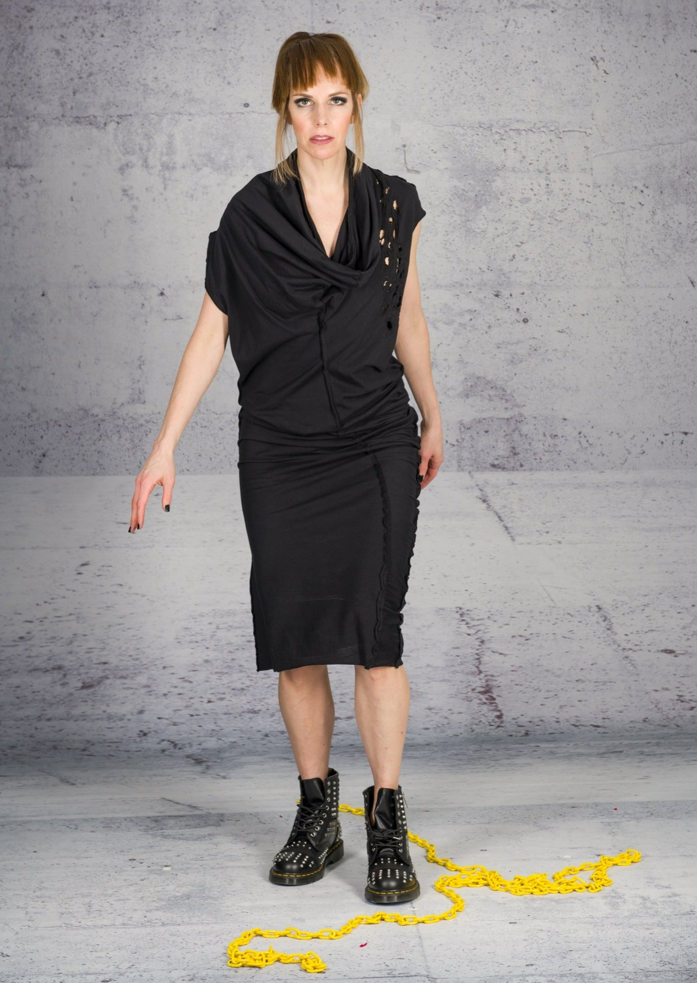 Sandrine Philippe fitted Cotton Dress deconstructed details - Avant-Garde French Design