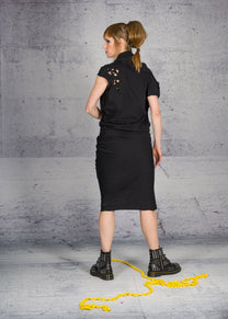 Sandrine Philippe fitted Cotton Dress deconstructed details - Avant-Garde French Design