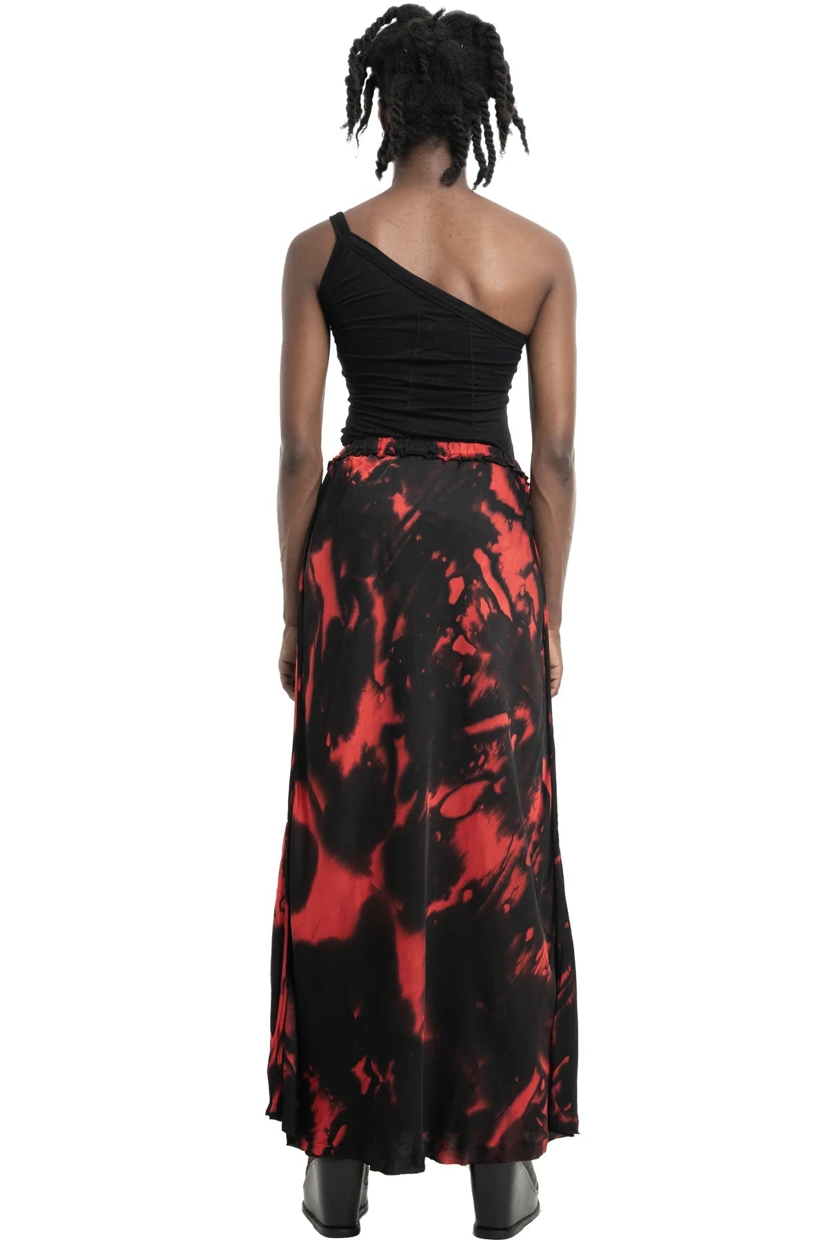Red and black tie-dye skirt by designer Mark Baigent - Lili the First Boutique NYC