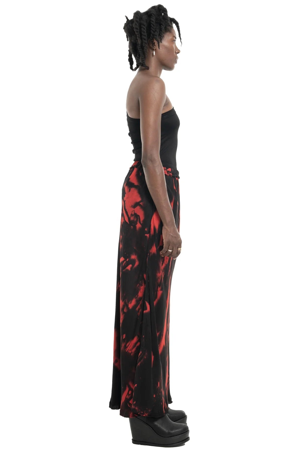 Red and black tie-dye skirt by designer Mark Baigent - Lili the First Boutique NYC