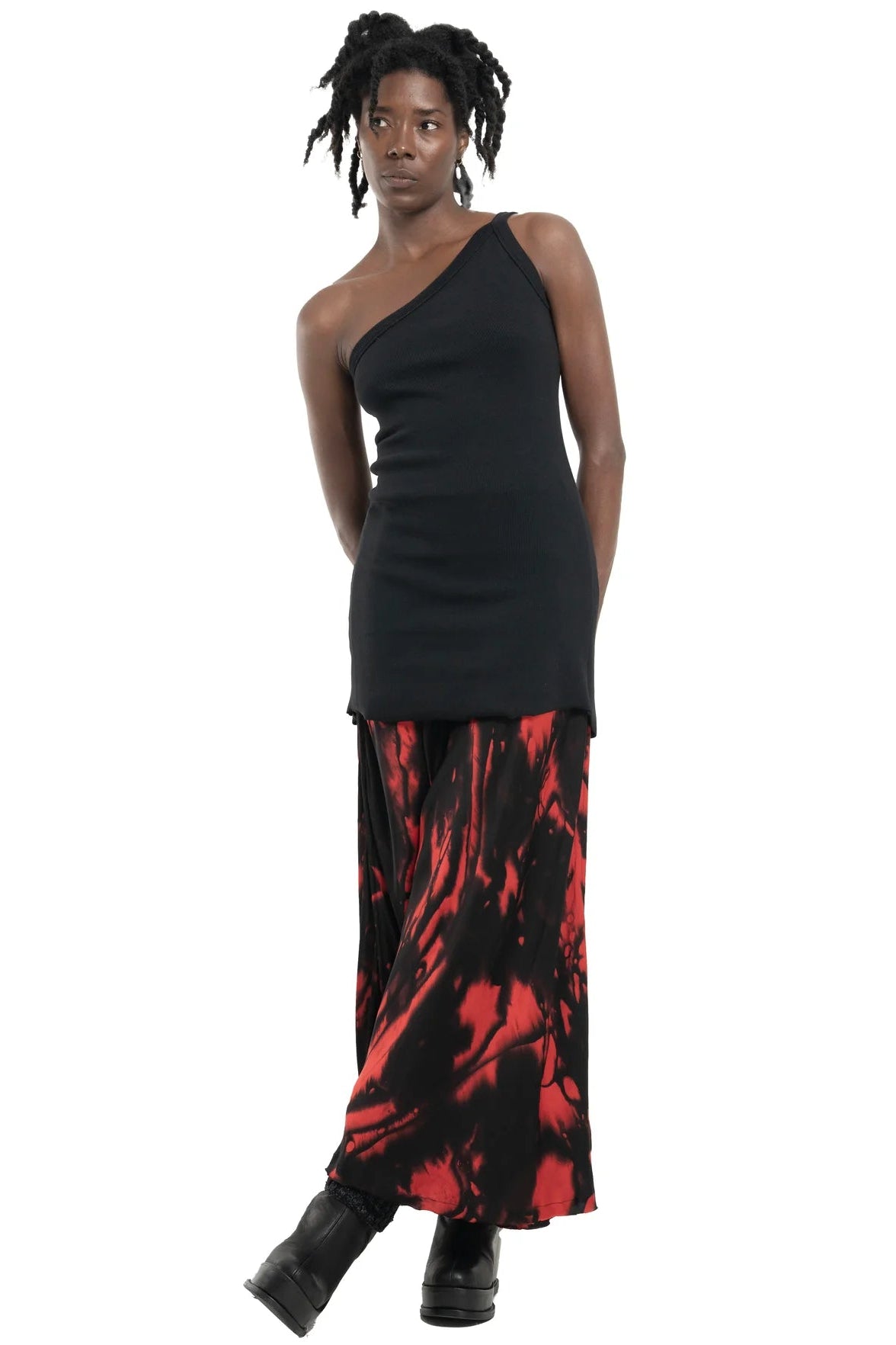 Black one-shoulder tank top by Mark Baigent - Lili the First Boutique NYC