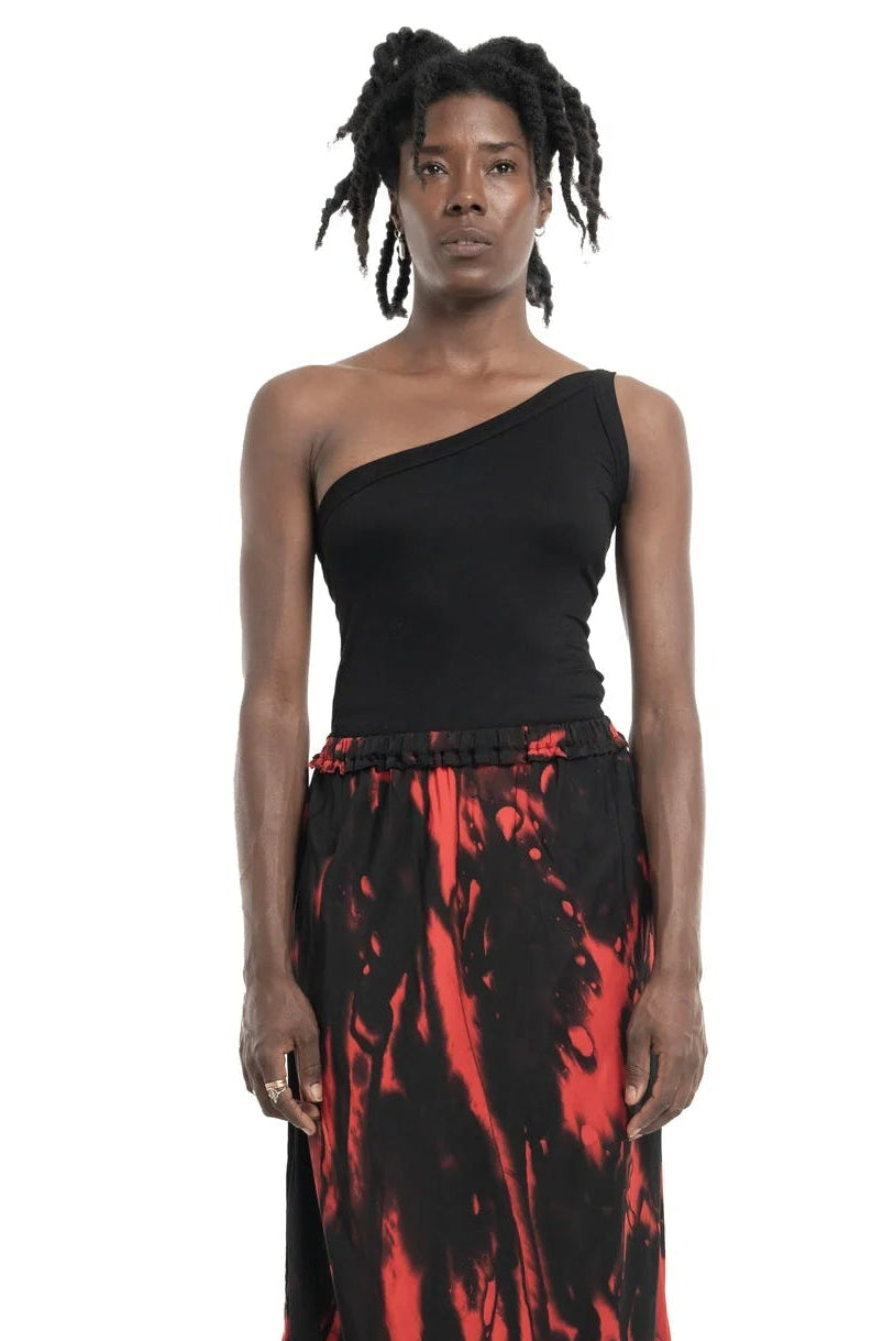 Black one-shoulder tank top by Mark Baigent - Lili the First Boutique NYC