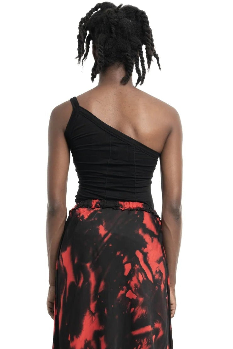 Black one-shoulder tank top by Mark Baigent - Lili the First Boutique NYC